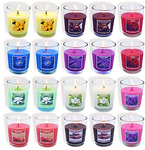20 Packs Scented Aromatherapy Candle with 10 Fragrances, 1.8 Oz Soy Votive Candle for Home Decoration, Candle Gifts Baskets for Christmas Thanksgiving Anniversary