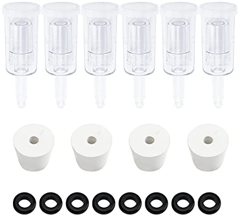 Brewland 6 Packs 3 Piece Airlocks for Fermenting with #6 Stoppers and Grommets, Air Lock Ferment for Beer Wine Making, Home Brew Bubble Airlock for Fermentation Carboy (6 Airlock+4 Bung+8 Grommet Set)