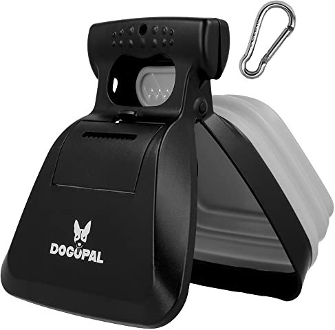 DOGOPAL Hundekotgreifer mit Beutel für Unterwegs - Tragbare Hundekotschaufel mit Erweiterbarem Fach für Hundekotbeutel - Hundekotzange Pooper Scooper - Kotschaufel Hunde Katze
