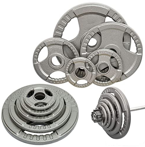 MAXSTRENGTH Olympic Commercal graded Iron Cast Tri-Grip Weight Plates – 2 Inch (5 cm) Disc hole. Ideal for bodybuilding, weight lifting for Strength Training, Ideal for home use, Multi sizes