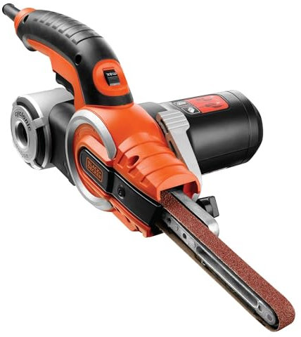 BLACK+DECKER KA902EK KA902EK Lijadora multifunciones Powerfile 400 W Naranja+STANLEY STA33381-XJ - 3 Cintas para lima eléctrica 13 x 451mm. Grano 60. Para mampostería, azulejos, cerámica