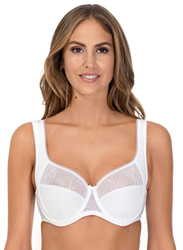 Rosme Lingerie gepolsterter Halbschalen-BH für Damen, Kollektion Laura, Weiß, Größe 85D