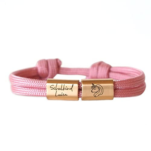 Personalisiertes Armband zur Einschulung für Jungen & Mädchen – Kinderarmband aus Segeltau & Edelstahl – Individuelles Geschenk mit Gravur – Schulkind, Schulanfang, 1. Klasse