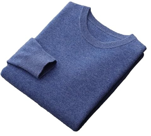 Pull À Col Ras du Cou pour Homme 100% Pure Laine Mérinos Haut Fin Automne Et Hiver Flower Blue M