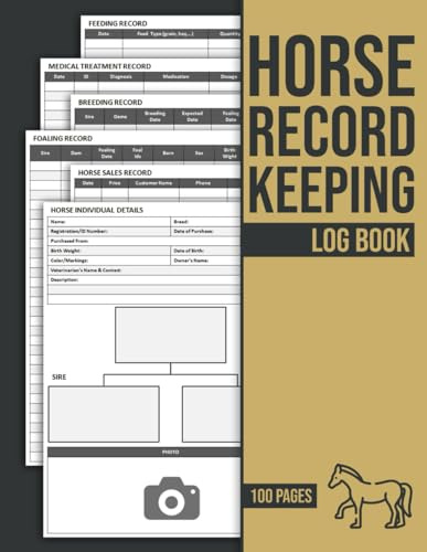 Horse Record Keeping Log Book: Track Horse Feeding, Health, Medical Treatment, Foaling, and More | Horse Care & Breeding Journal Logbook