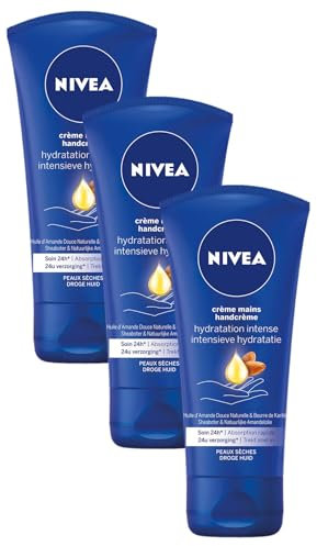 NIVEA Crème mains nourrissante peaux très sèches (1 x 75 ml), soin mains hydratant à l'huile d'amande douce, crème mains hydratante efficace 24 h (Lot de 3)