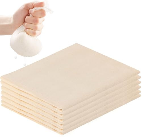 pangdapengpeng 6 Pièces Etamine Alimentaire, 50x50cm Réutilisable Cheesecloth, Mousseline Tissu Non Blanchi pour Tofu, Fromage, Jus (50x50cm)