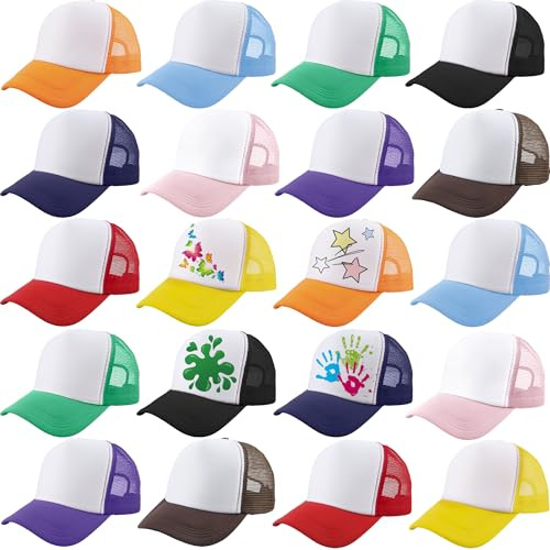 SGBETTER Lot de 20 casquettes de baseball vierges en vrac pour adulte - Sublimation - Pour homme et femme - Pour l'été, la pêche, la course à pied, Ensemble de couleurs 1, Taille unique
