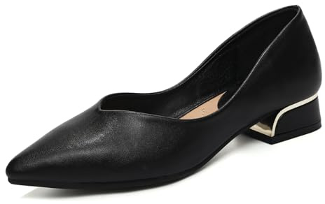 HIPPOSEUS Décolleté da Lavoro Donna Eleganti Scarpe Comode e Classiche con Tacco Basso e Blocco 2.5cm,Modello 320,Nero,39 EU