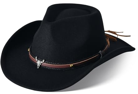 Willheoy Cowboy Hat for Women Western Hat for Men Cowboy Felt Hat Adjustable Outdoor with Shapeable Brim