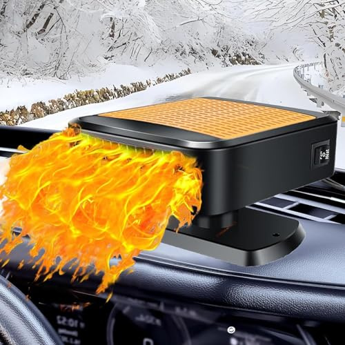 Jaaduem Car Heater, Portable Car Heater, 12V 200W Car Heater, 2 in 1 Heating & Cooling Windshield Defrost Defogger, 360 Degrees Rotation Defogger With Strong Adhesive Base