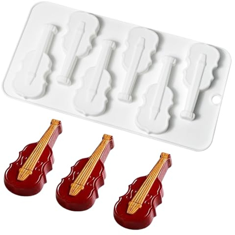 Moldes De Cocina De Silicona Formas - Molde De Chocolate 6 Cavidades Forma Guitarra,Herramienta de Pastelería Decoración Pastel para Resina Arte Epoxi Pasta De Modelar,Moldeo De Vela Resina Arcilla