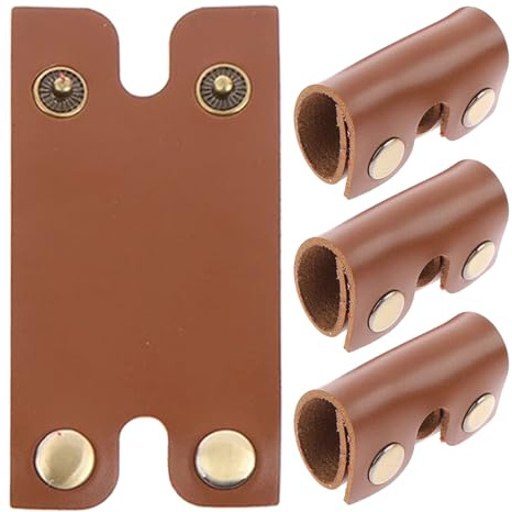 ifundom 4pcs Leather Double Edge Razor Head Protector Covers with Transparent Design Travel Safety Razor Case for Manual Shaving Easy Open Close Storage Shield for Blade Security