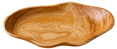 Striegro Fruktskål i trä, träskålar för mat servering fat med naturliga korn dekorativt för mellanmål, frukt, godis mer, 40 x 18 cm.