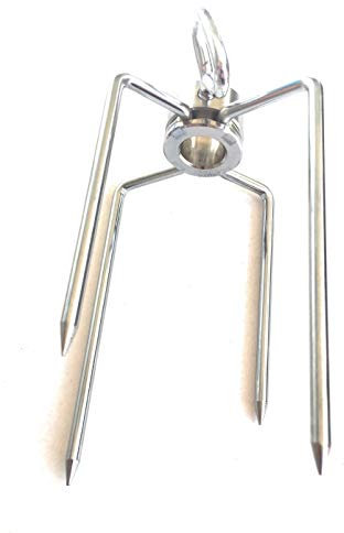 ALLEGRI Girarrosto Coppia Forche Fermacarne 4 punte Inox per Spiedo esagonale