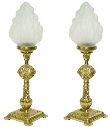 Casa Padrino Conjunto de lámparas de Mesa barrocas Oro/Blanco 14 x 14 x A. 48 cm - Lámparas Elegantes en Estilo Barroco - Luces Decorativas barrocas