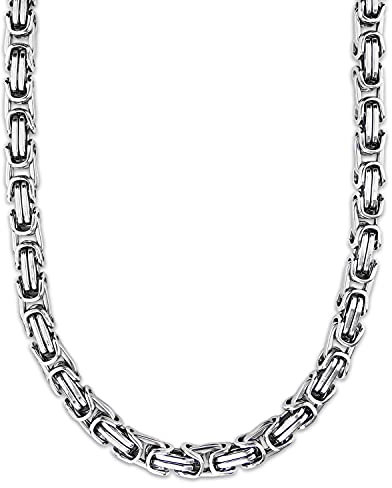 König Design 9 mm Königskette Armband Herrenkette Männer Kette Halskette Panzerkette, 50 cm Silber Edelstahl Ketten