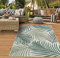 Teppich-Traum In- & Outdoor Teppich Sisal Optik Balkon Küche Wohnzimmer Terrasse Palmenzweige in grün auf sandfarbe Größe 160x220 cm