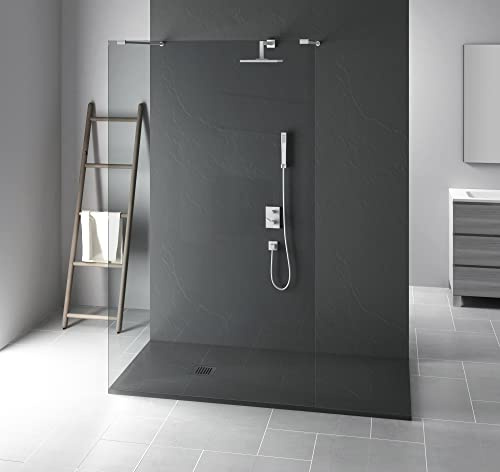 PIATTO DOCCIA 100X80 IN PIETRA NATURALE ESOLUTION SERIE F IN MARMORESINA EFFETTO PIETRA ARDESIA DIVERSI COLORI BIANCO NERO GRIGIO BEIGE 100X80 CM (GRIGIO)