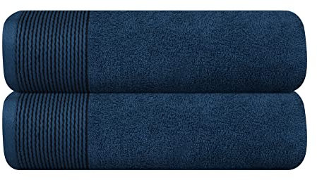GLAMBURG Baumwolle 2er-Pack übergroße Badetücher 100 x 150 cm, große Badetücher, Ultra saugfähig, kompakt, schnell trocknendes und leichtes Handtuch - Mineral Blau