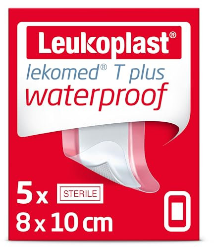 Leukomed T Plus - Sterile Wound Dressing - Waterproof and Breathable, First-aid Plasters - Ideal for Postoperative Care - Transparent - 8 cm x 10 cm - Box of 5