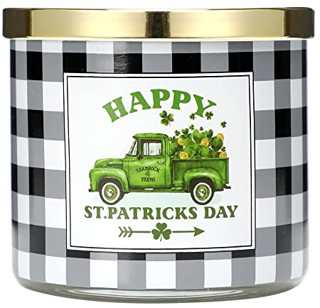 St. Patrick’s Day Eucalyptus Mint Scented Candle 3 Wicks Large Jar, 14 oz