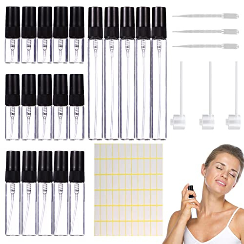 Suitedget B-069-A 20pcs Mini Nebulizzatore Profumo Vaporizzatore Profumo 2ml/3ml/5ml/10mlAtomizzatore Porta Vetro Trasparente Boccetta