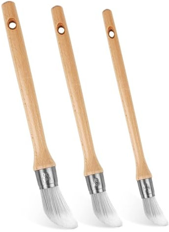 Brochas Sintéticas Puntiagudas para Ventana Guillotina Pincel de Precisión Cepillo con Parte Superior del Arco y Anillo Acero Inoxidable para Pintar Puerta Pintura Aceite y Agua, 3 Paquetes