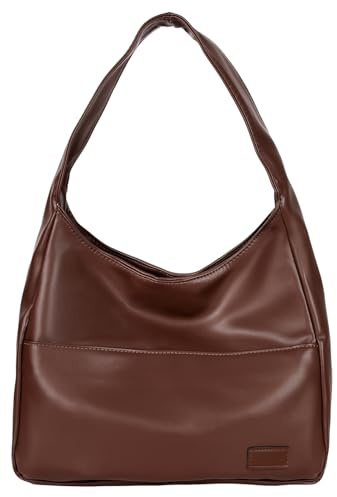 Pocadri Damen-Tragetasche, schick, veganes Leder, Geldbörse, stilvoll, lässig, trendig, groß, weich, Kaffee