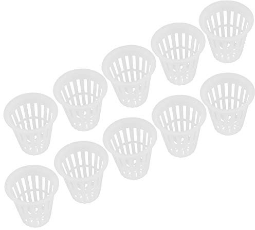 belupai 10 contenitori in plastica per coltura idroponica, per giardino, balcone, piantagione, vasi idroponici da 5,1 cm, vasi a rete scanalati bianchi trasparenti rotondi per piante da vivaio