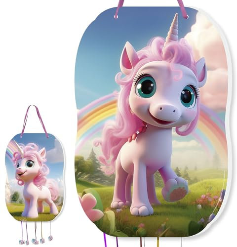 trookee - Piñata Cumpleaños Infantil de Unicornio - Decoracion Cumpleaños Infantil - Piñata Grande de Unicornio Para Rellenar Con Chuches y Regalos Para Niños y Niñas - Regalo Comuniones - 46x30 cm