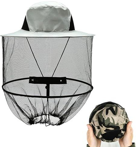 Gobiufy Midge Head Net Hat Pop up Mosquito Head Hat for Adults | Portable Face Net Mesh with Netting, Hat Protection Head Cover for Outdoor Hiking Camping Climbing Fishing Walking Gardening