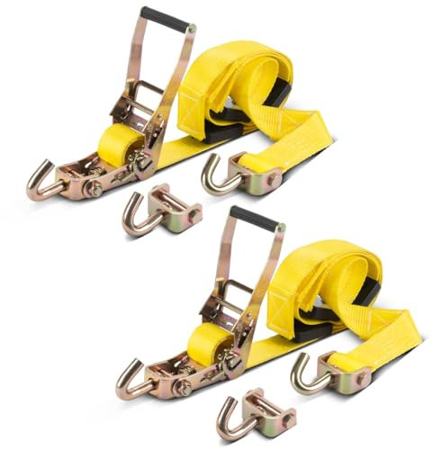 STAHLWERK TRS-50 ST Lot de 2 Sangles à Cliquet pour Pneu 3 m x 50 mm 2,250 kg - Sangle d'Arrimage et de Transport