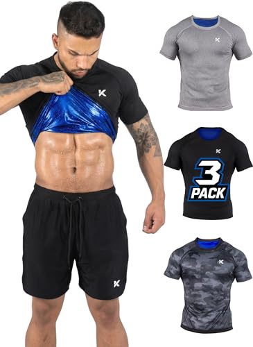 Kewlioo Men's Sauna Suit Shirt - Heat Trapping Sweat Compression Vest, Shapewear Top for Men, Sweat More & Look Great, Gym Workout Exercise Versatile Heat Shaper Jacket (Multicolor, XL)
