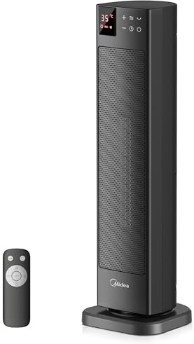 Midea MTH201ERB Electric Heater, 2000W Ceramic Space Heater with Thermostat and Remote Control, 23 Inch, 3 Modes 24H Timer, Overheat & Tip Over Protection, Instant Heat for Office Bedroom Home