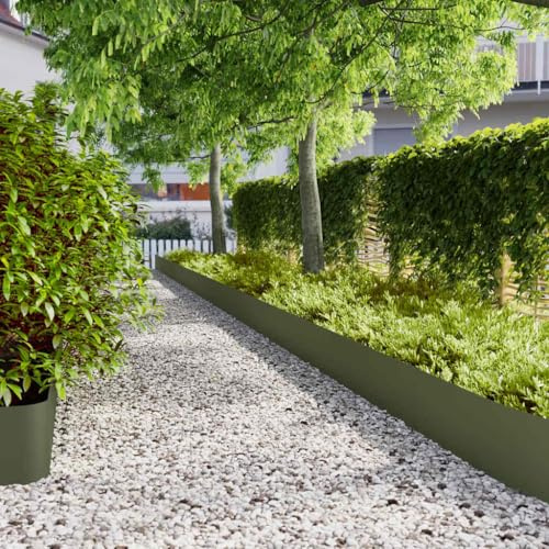 Genérico Bordes césped 10 uds Acero Laminado frío Verde Oliva 25x103 cm,Bricolaje,Vallas de jardín,Ribetes y Bordes para jardín-860169