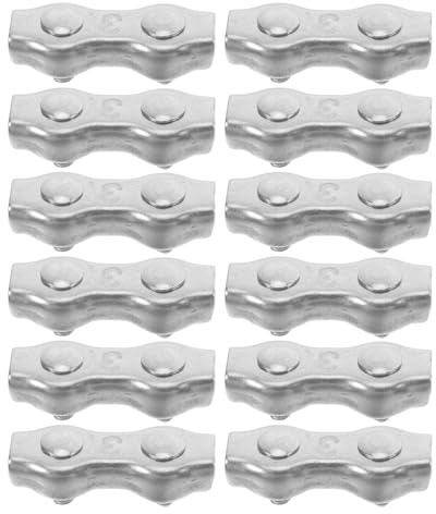 ULTECHNOVO 12pcs Stainless Steel Double Cable Clip Wire Rope Clamps M3 Split Bolt Clamp for Electric Fence Cable, Outdoor Indoor Wire Rope Connector for Rigging and Tensioning