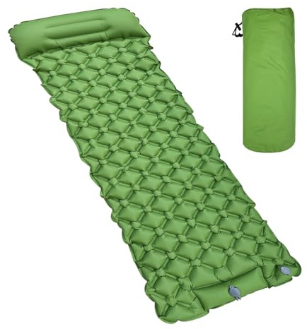 Dyaucwpo Materassino Campeggio Autogonfiante, Materassino da Campeggio, Letto Gonfiabile Singolo 5CM, Ultraleggero Portatile Materasso Autogonfiante, Materasso Gonfiabile con Pompa a Pedale