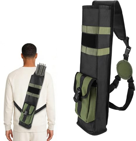 Flecha trasera ligera con carcaj, bolsa multifuncional para flechas, funda táctica con correa ajustable para arcos compuestos y recurvos, uso de cadera y espalda para tiro al objetivo, caza (verde)
