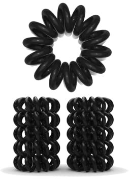 10er Set Spiral Haargummi - Haargummis für weniger Spliss und gebrochene Haare - Haargummi Spirale für feine Haarpartien - Telefonkabel Spiralhaargummi, schwarz, 2.5 cm