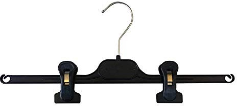 Kiroplast 20 Grucce per Pantaloni Pinza Stampelle Salvaspazio Appendini Plastica Pinze Clip Gonne Appendini Gonne Grucce 36 cm (Nero, 20)