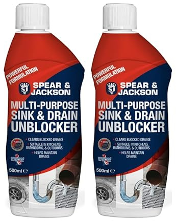 Spear and Jackson 2 x 500ml Heavy Duty Sink and Drain Unblocker