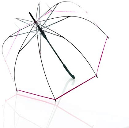 derby parapluie droit transparent Pink I Parapluie pour femme avec bouton-poussoir I S'ouvre d'une simple pression sur un bouton I Forme en cloche I Solide et résistant au vent