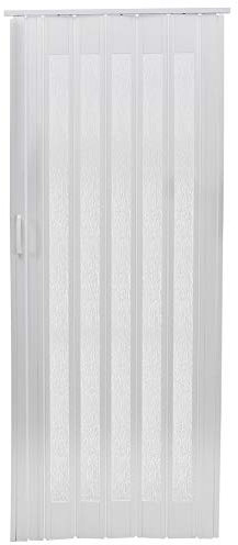 INMOZATA Folding Doors Internal PVC Plastic Features Artistic Patterned Glass Internal Doors with Handle Sliding Concertina Door Panel Divider (White, Thickness 6mm)