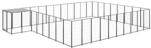 vidaXL Hundezwinger Schwarz 25,41m² Stahl Hundehütte Hundekäfig Hundehaus
