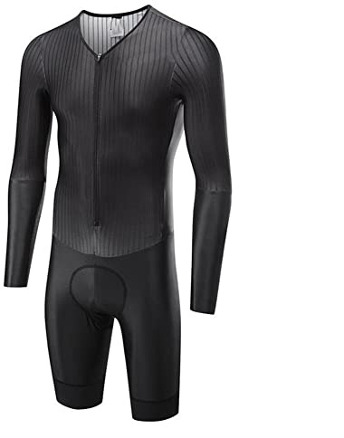 Abito da Ciclismo dell'uomo Skinsuit Triathlon Tuta Tuta Body Kit Bike Manica Lunga MTB. Abito Uniforme della Squadra con Tasche Gel Pad (Color : Skinsuit 2, Size : Medium)