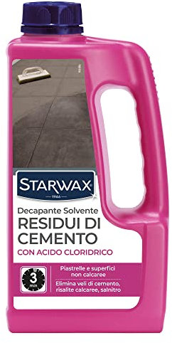 STARWAX - Decapante solvente residui di cemento - Pulisce le tracce di cemento, ruggine, risalite calcaree - Uso interno ed esterno - Formula concentrata - 1l - 15 - 20m²