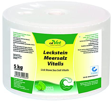 cdVet Leckstein Meersalz Vitalis 5 kg - Natürliche Salzzufuhr für Tiere, Reich an Elektrolyten und Mineralien