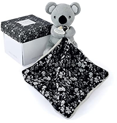 Doudou et Compagnie - Pantin Koala Gris avec Doudou Vice Versa - 12 cm - Collection Boh’Aime - Dès la Naissance - Jolie Boîte Cadeau Fleur Incluse - Garantie Doudou Perdu - Idée Cadeau Bébé - DC4015