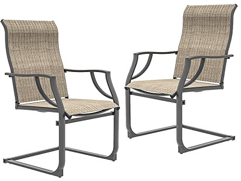 Amopatio 2er Set Gartenstühle, Hochlehner Gartenstuhl Metall, Garten Stühle Wetterfest, Stuhl mit Armlehne, Balkonstuhl, Terrassenstühle, Gartensessel für Draußen, Terrasse, Balkon, Braun